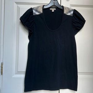 Burberry Brit Black Cotton Puff Sleeve T-Shirt